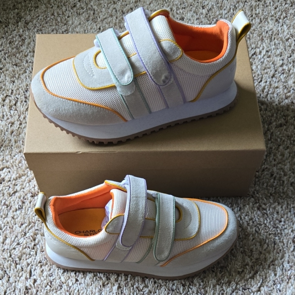 Charlotte Stone Orange and White Sneakers with Chunky Sole